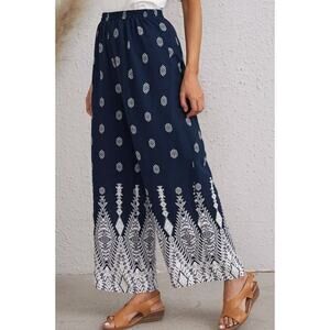 SHEIN Navy and White Printed Pants | Size 2XL